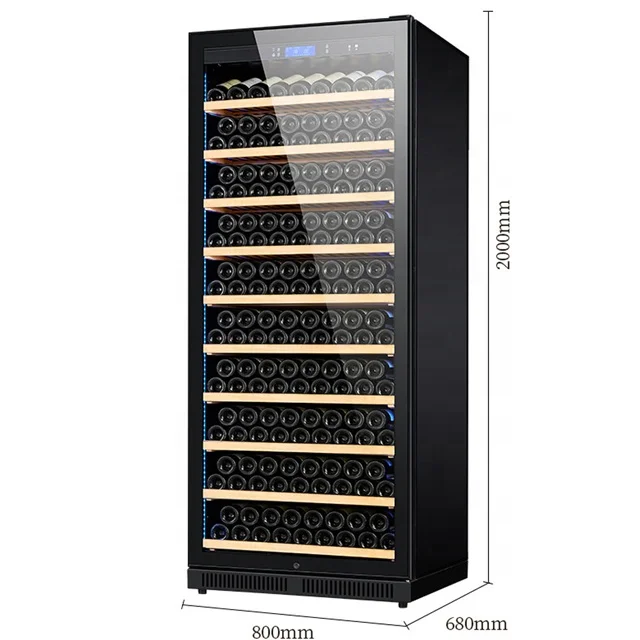Top Sale 300 Bottles Temperature  Humidity Controller Glass Door Display Wine Cellar Fridge