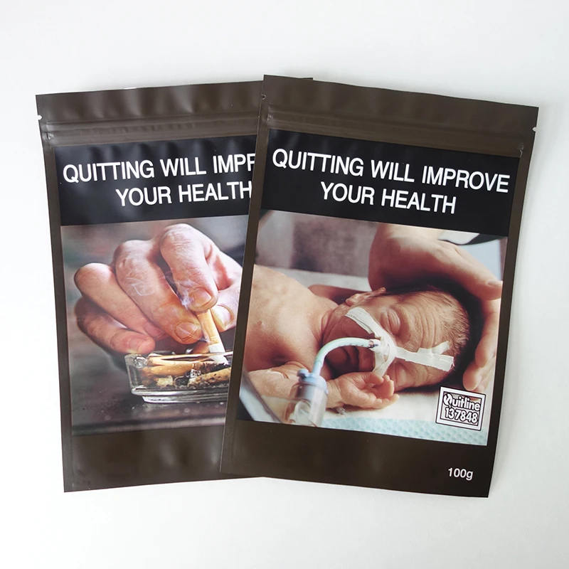 OEM service design printed plastic tobacco pouches smell proof mylar bag package tobacco chewing tobacco with zip lock