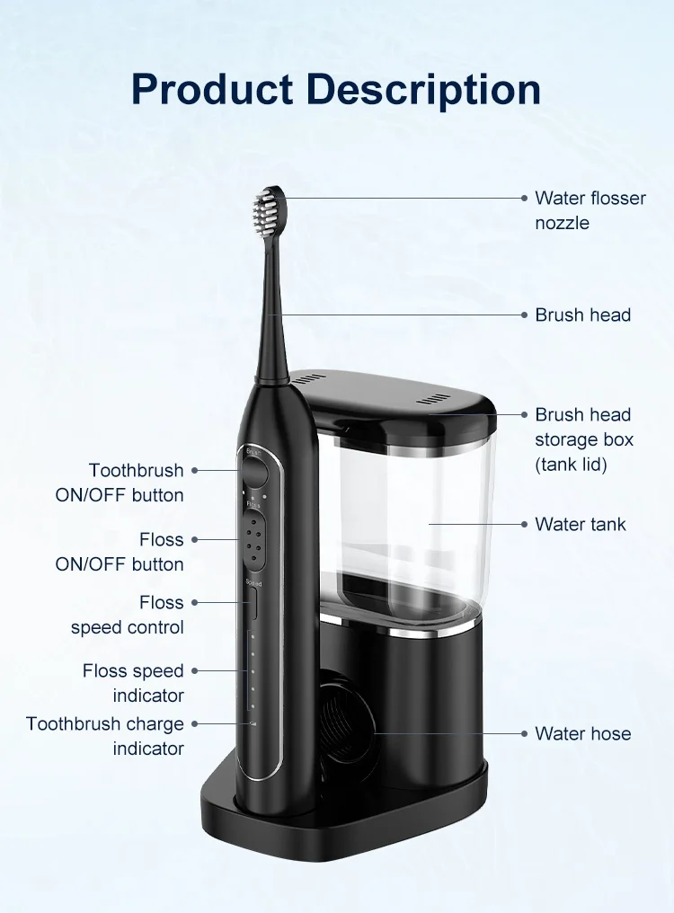 rechargeable electric toothbrush Home Use dental care water flosser Ipx7 Waterproof water flosser cordless for teeth