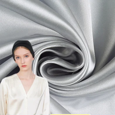 Glitter polyester fabric for women blouse shiny spandex sleep wear Soft Silky like stain Charmeuse Cloth Fabric for Bridal Dress