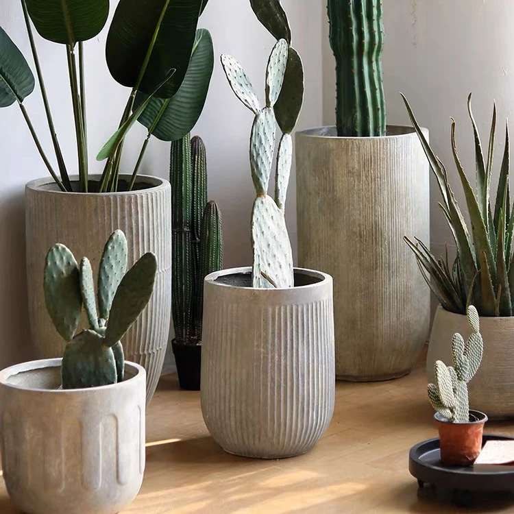 Hot selling home hotel decoration planter flower fibre clay pot garden fibreglass plant pots.JPG