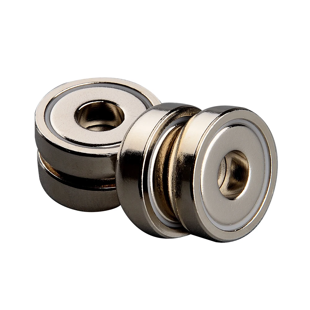 
MUTUACTOR Neodymium Round Pot magnet with go-through hole ,mounting magnet withStraight Counterbored Hole 