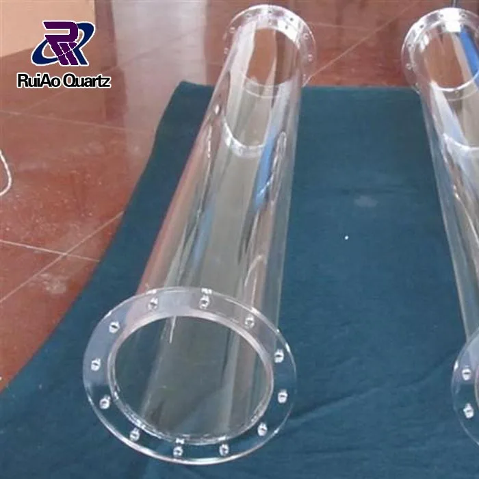 Customized transparent quartz flange tube with bottom quartz glass pipe with factory price