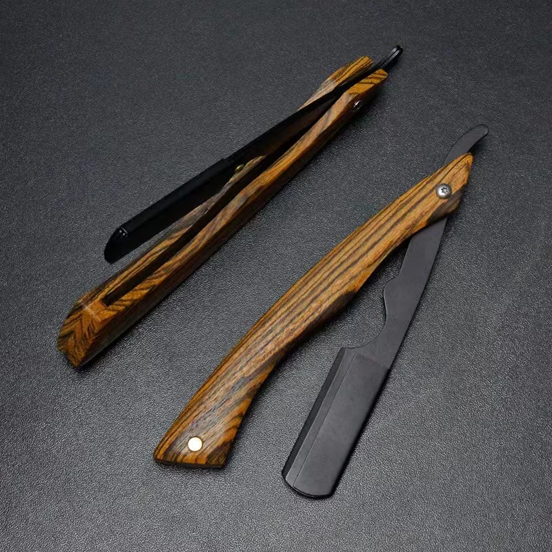 Заводская поставка, ручной складной деревянный прямой парикмахерский лезвие, складной нож для бритья, лезвие для парикмахера