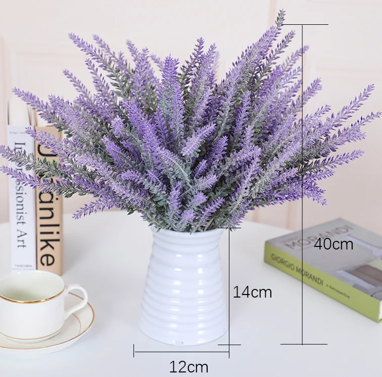 Plastic Plant Flocked Artificial Lavender For Plastic Lavender Flower
