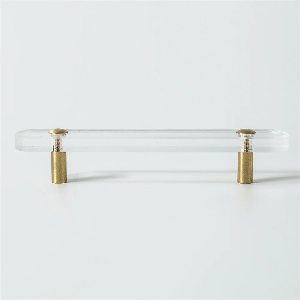 Popular Transparent Acrylic Handle with Solid Brass Leg Simple Concise Round Cake Kitchen Cabinet Handle Furniture Handles Knobs