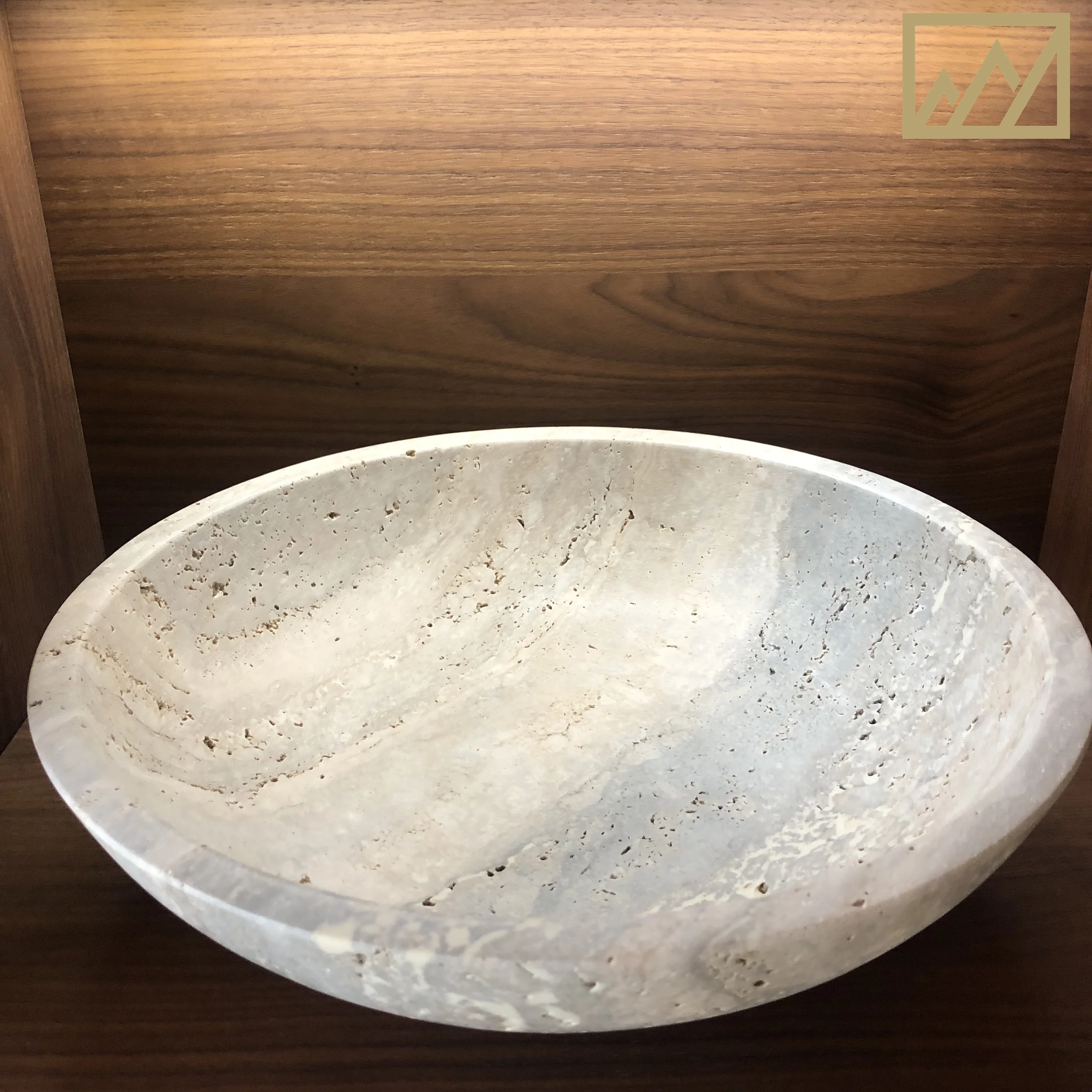 KINGS-WING Luxury Natural Marble Silver Travertine Custom Decorative Plates Bowl Furniture Decoration For Living Room 35x35x10cm