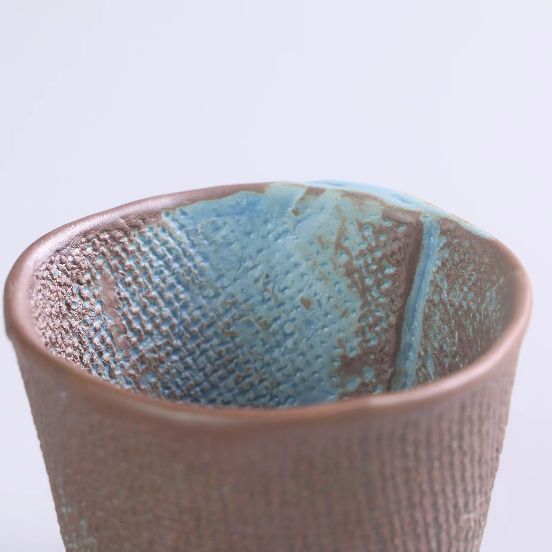 Nordic Style Drinkware Blue 4.4oz Ceramic Coffee Mug fabric Clay Cup Special Shape Milk Cafe Restaurant Dinner without Handle