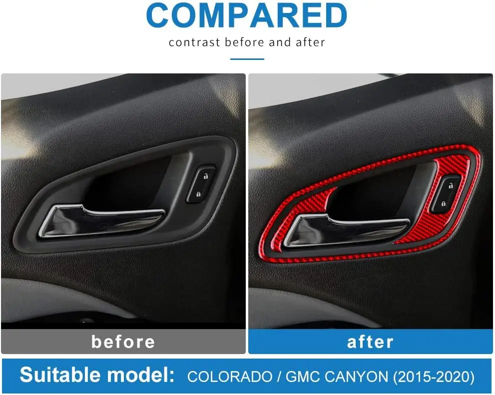 Carbon Fiber Car Door Handle Frame Sticker Interior Trim for Chevrolet Colorado GMC Canyon 2015-2020 New creative modification