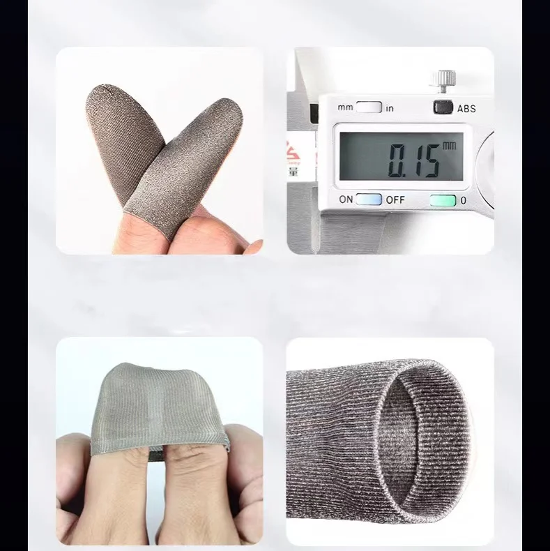 Silver Fiber Mobile Gaming Finger Sleeve Non-Scratch Sensitive Gaming Finger Thumb Sleeve