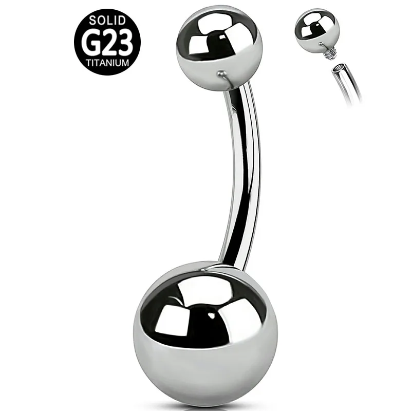 ASTM F136 G23 Titaniumg Piercing Jewelry Internal Thread / External Navel Belly Button Rings Silver Gold