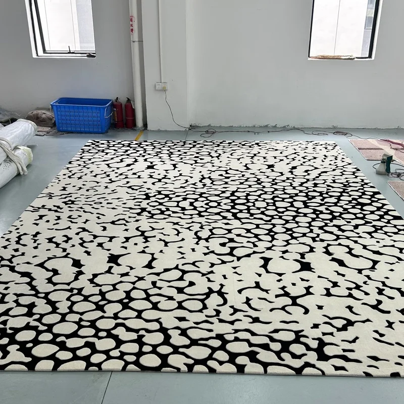 Bed Room Decoration Handmade wool  carpet rugs living room large bedroom area rug carpet black cream carpets