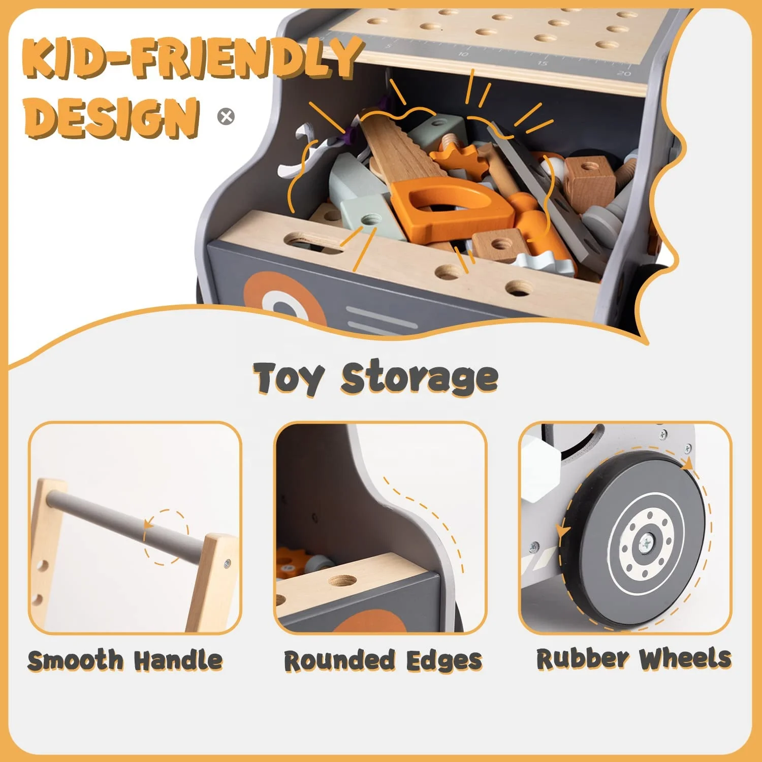 Baby Activity Center Kids Workbench Toddlers Montessori Toys Wooden Baby Walkers