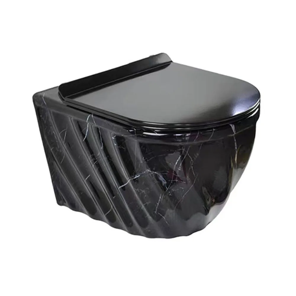 Sanitary Ware Wall Hung Closet Bathroom Toilet Bowl Wall Mounted Ceramic New Design Popular Black Wall Hung Toilet