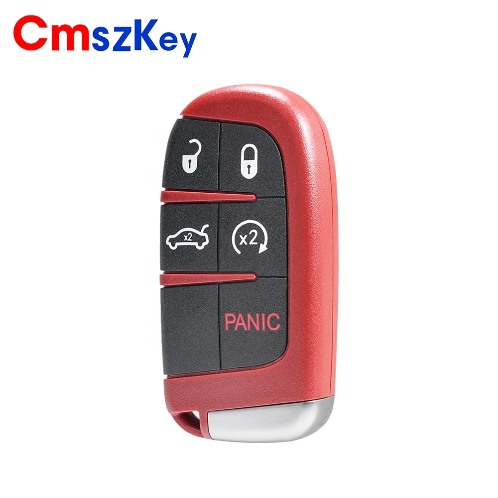 For Chrysler Jeep Dodge Charger Challenger Dart Durango 5 Button Smart Remote Car Key Fob Shell Case Red