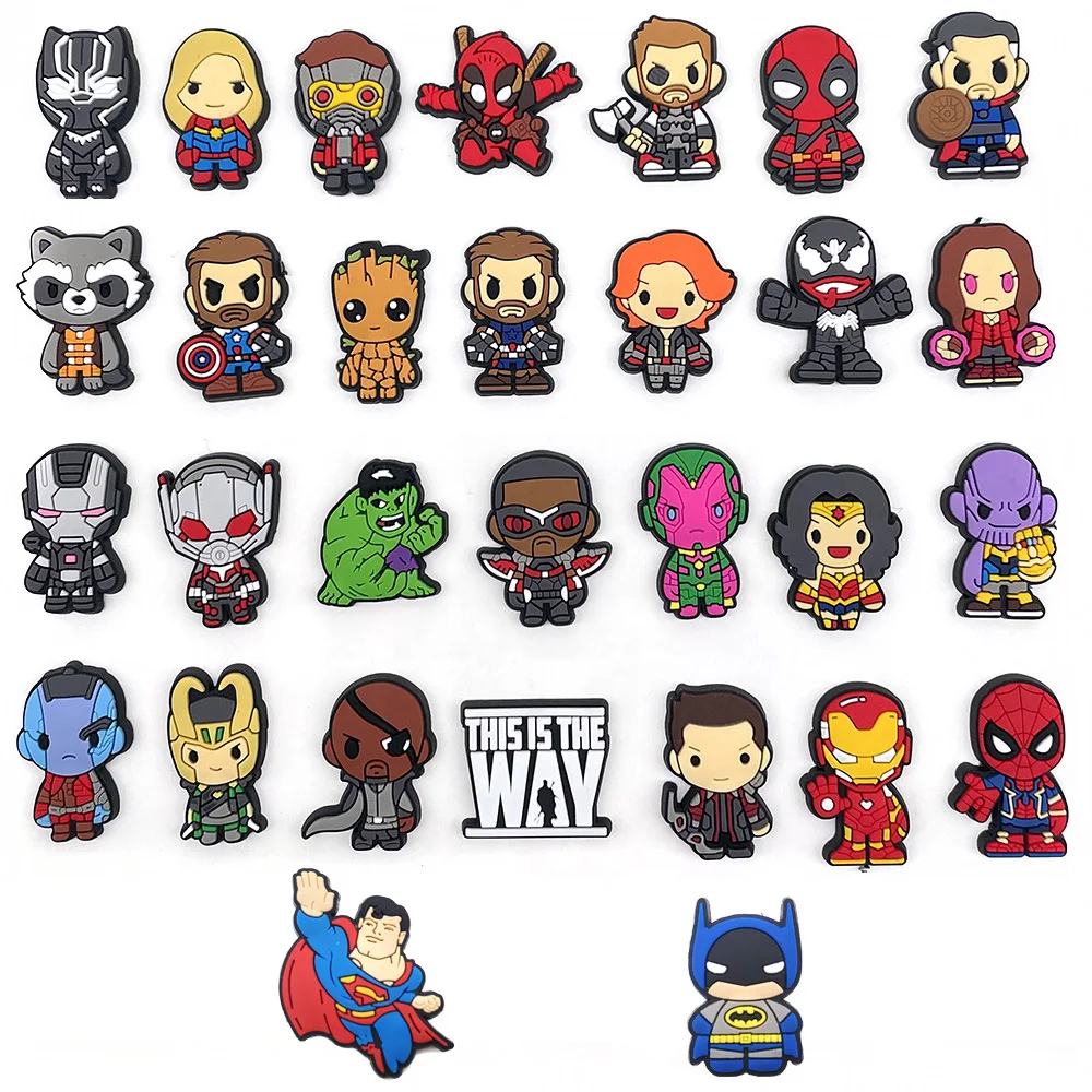 Wholesale Marvel Superhero Shoe Charms Spider Man Shoe Charms Custom Marvel Charms Fits Sandals Bracelets Gift for Boys Girls