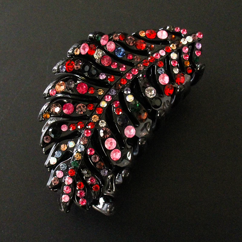 Leaves Rhinestone Hair Claw Hairpin Vintage Women Crystal Butterfly Hair Clips Crab Barrettes Fashion Hair Accessories Jewelry