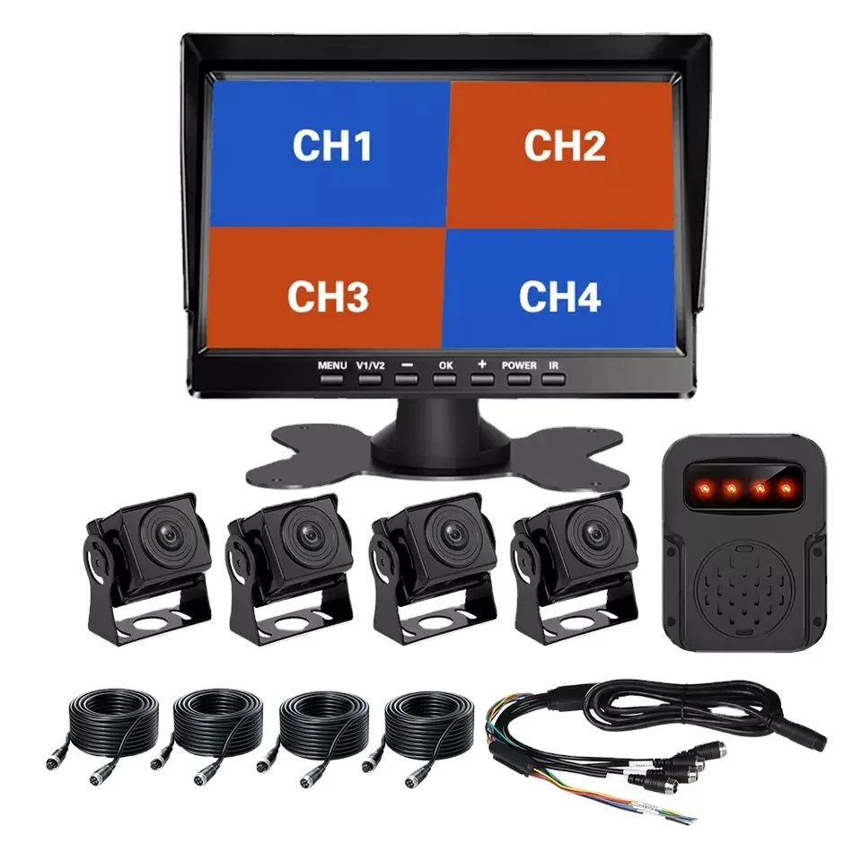 7 Inch 4CH  Split Bus Truck DVR Recording System HD Monitor with 4CH BSD Camera Monitor Dvr kits