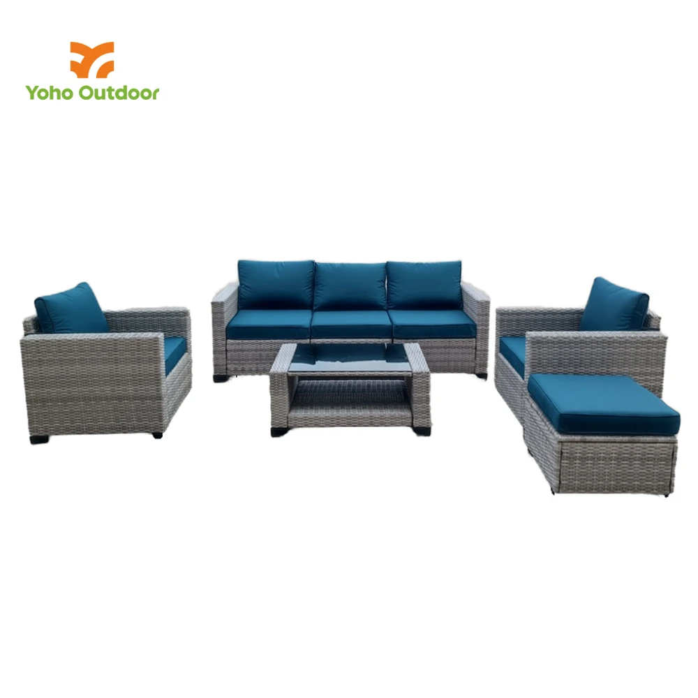 Modern High quality PE Rattan Garden Furniture Garden Furniture Outdoor 7pc Rattan Wicker Outdoor Sofa Set