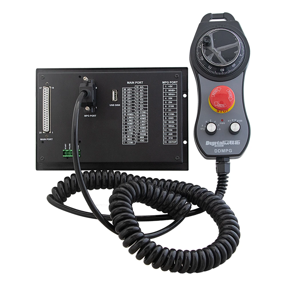 Manufacturer from China DDCS V3.1 4 Axis CNC Lathe Controller  With E-Stop MPG Handwheel Encoder For Wood Engrave Machine