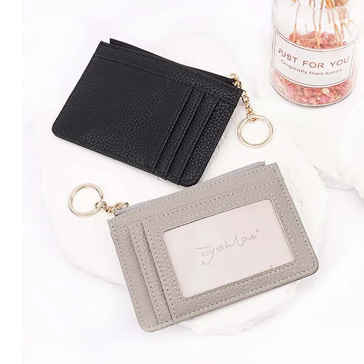 Passport Credit Card Holder Wallet Women Key Chain Protective Lanyard Card Holder Key Chain Pu Leather Photo Card Holder