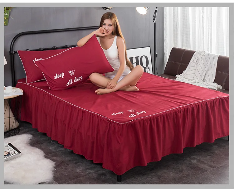 HOT Sell Various styles of bed skirts Home Textiles Hotel Grade bed skirt sheet set 100% Polyester Luxury Solid Color bed skirt