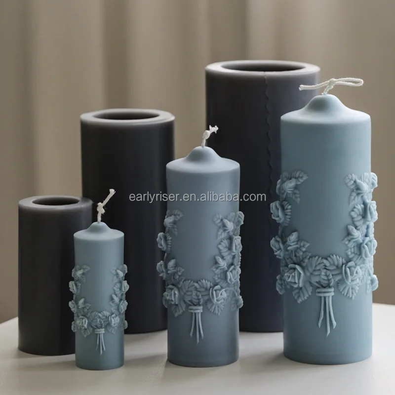 Early Riser 3D Cylinder Scented Candle Silicone Mould for Candle Making Handmade Aromatherapy Candles Soap Polymer Clay Reusable