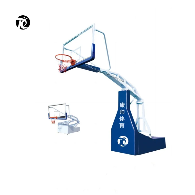 China Hot Sale Standard Electric Hydraulic Basketball Stand Adjustable Portable Movable Basketball Hoop for Adults