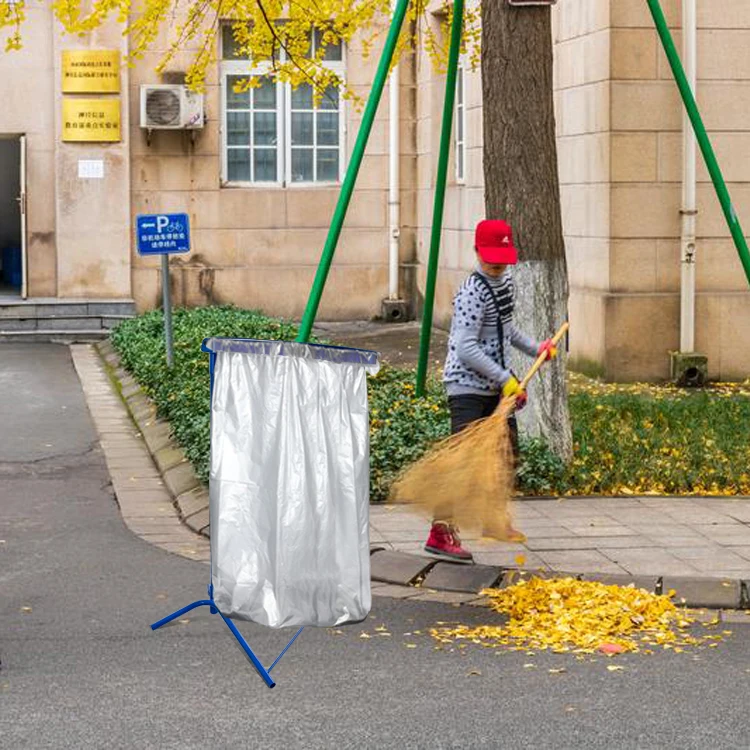 JH-Mech Bin Bag Holder in Steel Galvanised Trash Bag Holder with Wheels Portable Trash Bin Rack Garbage Bag Holder