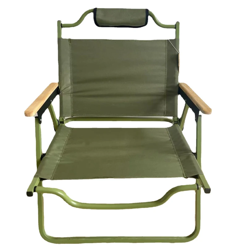 Outdoor Backrest Foldable Wooden Armrest Beach Chair Garden Folding Fishing Camping Chair