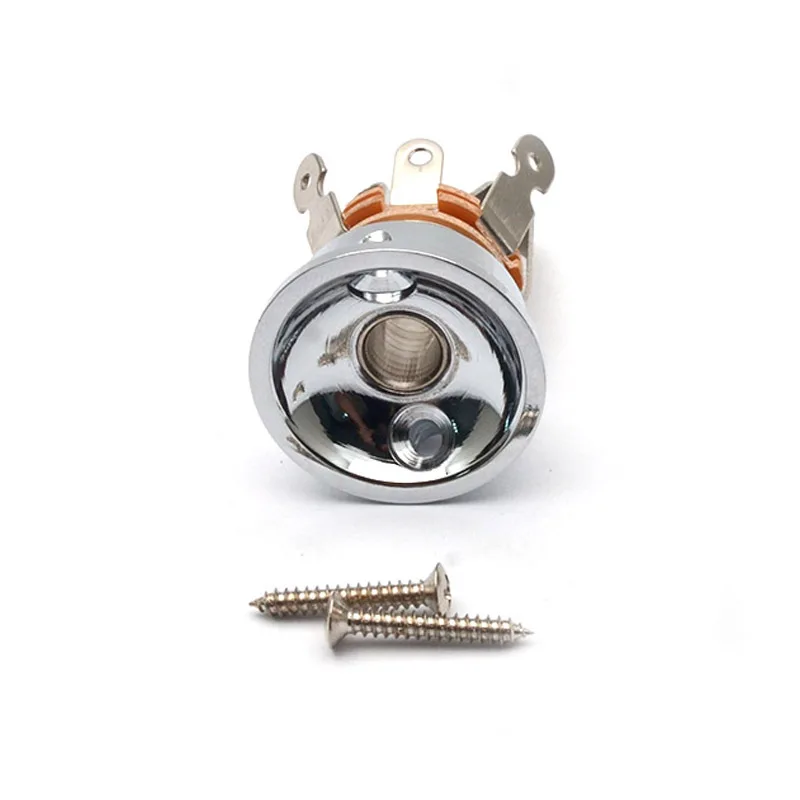 Stereo Socket Jack Plate Holder for Electric Guitar 6.35mm Stereo Plug Electrosocket Recessed jack Chrome Guitar Parts