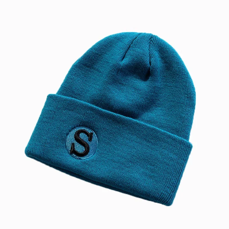 Fashion Custom Embroidered Logo Bamboo Knitted Slouch Men Beanie Hat