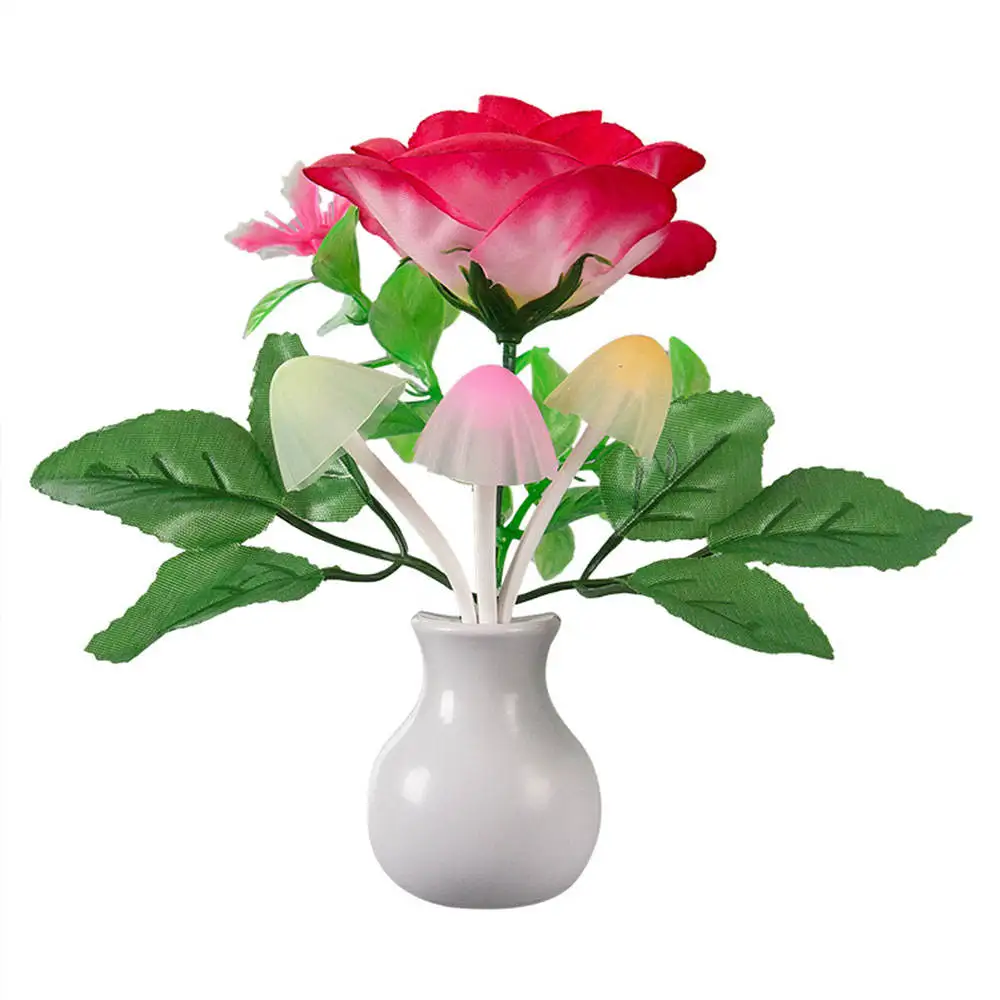 0.5w Plug-in Flower Led Mushroom Night Light W/auto Dusk To Dawn Sensor For Kids