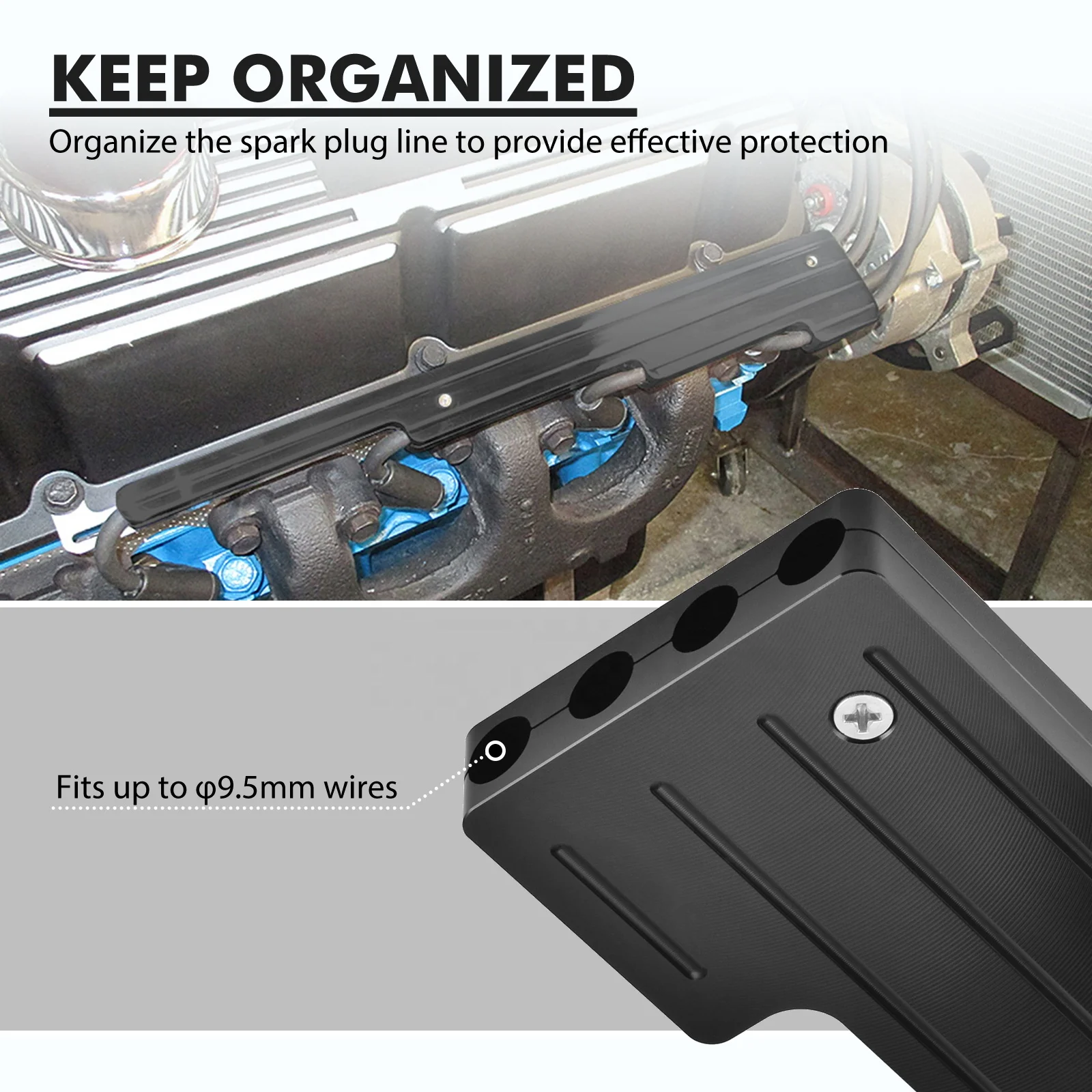 Bevinsee Billet Aluminum V8 Engines Spark Plug Wire Looms Holders Fits Chevrolet SBC BBC SBF 302 350 454 For Ford