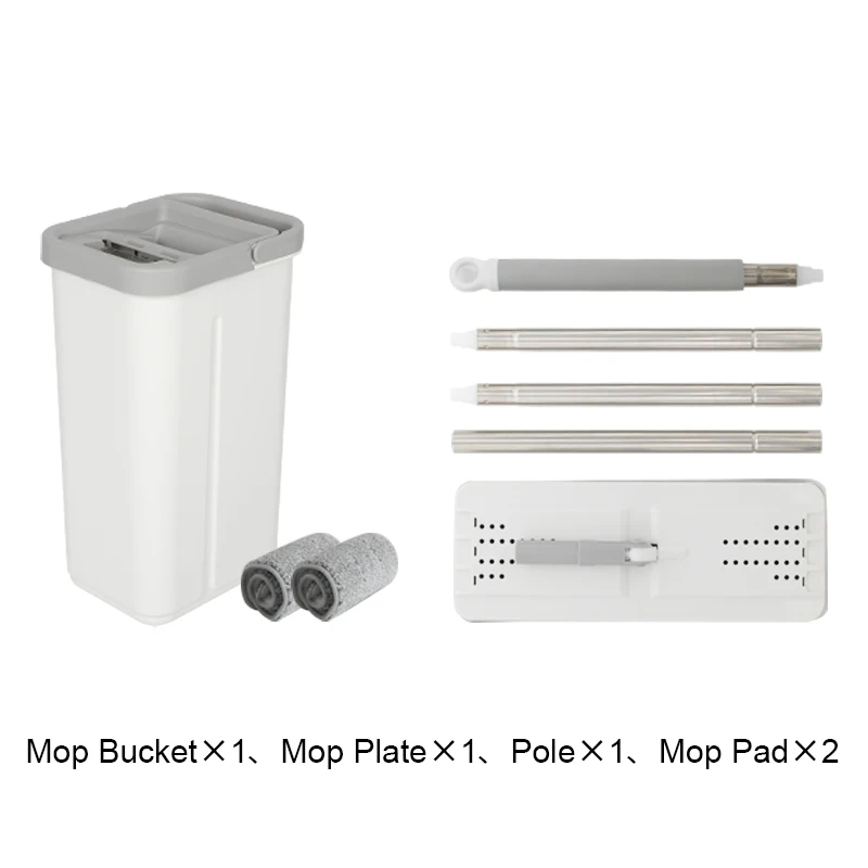 Hand free 360 Degree Rotation floor mopping robot cleaning magic squeeze telescopic flat mop for floor cleaning and bucket set