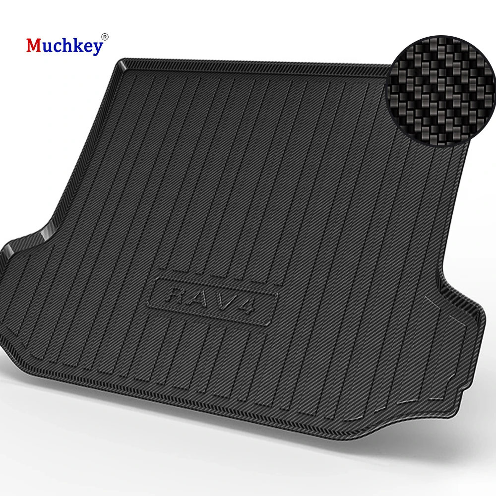 2024 Muchkey Carbon Fiber Cargo Liners Trunk Luggage Car Boot Mat Durable Waterproof TPV TPE 3D Car Trunk Mats For Toyota RAV4