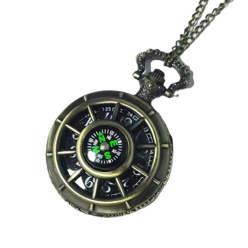 Bronze watch Men Women antique Hollowed vintage Compass Pocket Watches