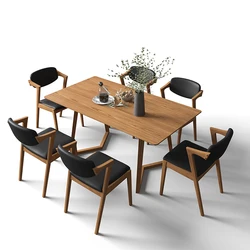 Classic Wishbone Z Shape Pu Leather Cushion Upholstered Restaurant Wooden Chair With Arm Rest