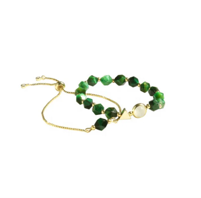 BLH Light Luxury Green Gemstone Bracelet Top Quality Female Bracelet Adjustable 2 Bracelets Per Set