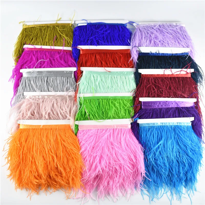 Wholesale Customized Ostrich Feather Tassels 8-10CM DIY Dress Decoration Material Latin Dance Skirt Lace Clothing Accessories