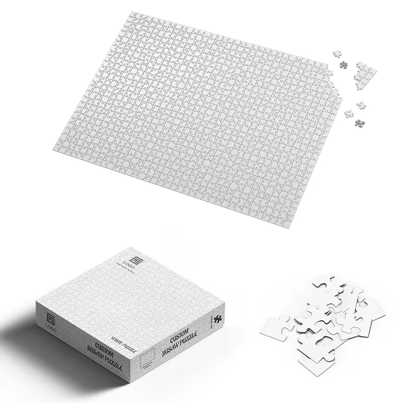 Wholesale Custom 100 500 1000 piece Size White Sublimation Puzzles Blanks Sublimation Hardboard Toy Jigsaw Puzzle