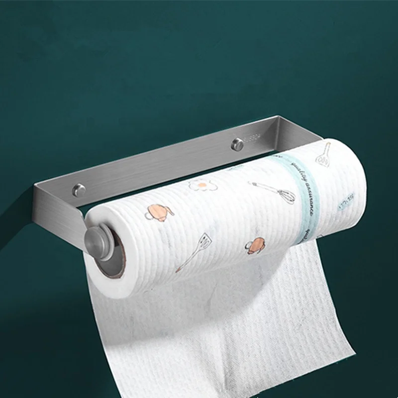 Self Adhesive Wall Mounted Kitchen Stainless Steel Roll Tissue Paper Towel Holder Cabinet For Kitchen