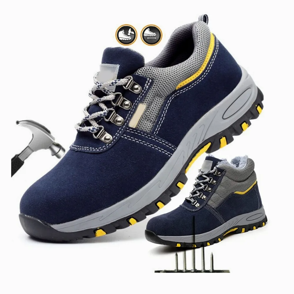 safety shoes size 3 Snow Rain Outdoor Protective Non Slip Anti Puncture Proof Shoes Winter Safety Work Boots steel toe shoes