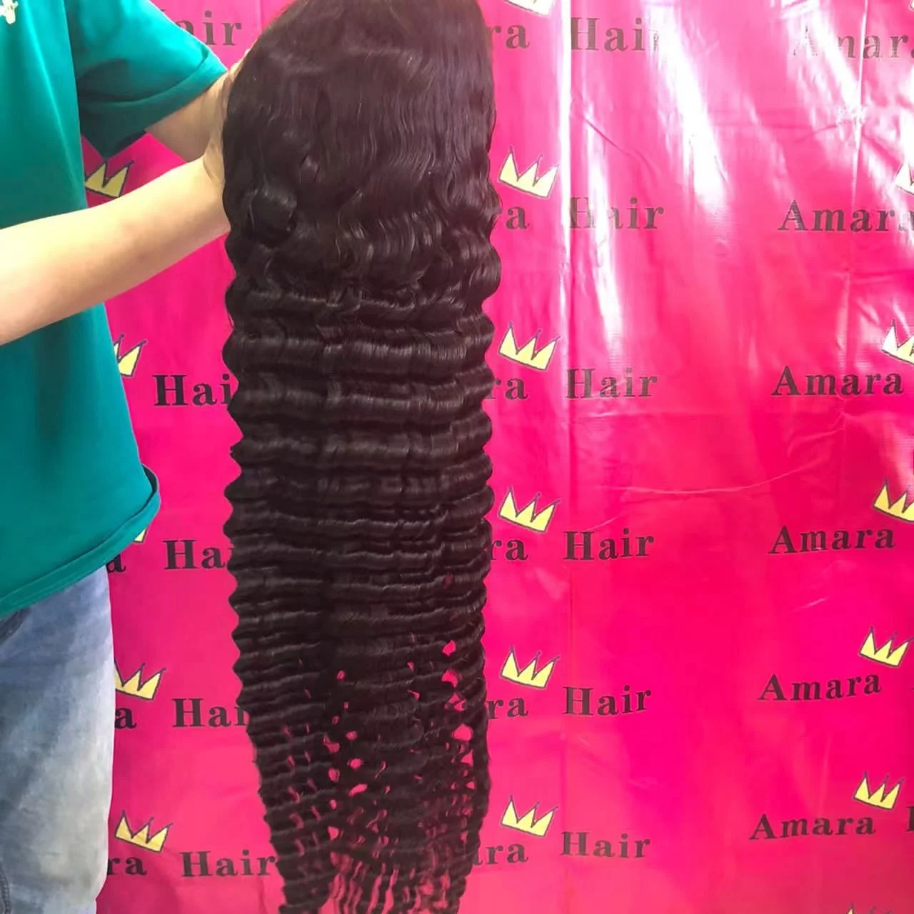 Amara fast ship very longer hair wig wholesale 40inch deep wave wig female long hair high quality transparent lace wigs in stock