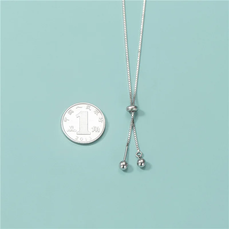 20 Inches Box Chain 925 Sterling Silver Box Chains With Silicone Beads Adjustable Length Necklace Accessories
