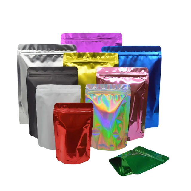 Custom Printed Foil Laminated PET/PE Ziplock Bags Resealable Smell Proof Packaging Edibles Candies Gummies Tea 3.5g Mylar Bags