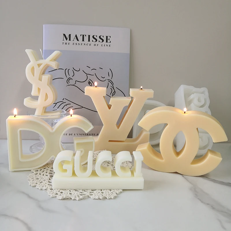 Home Decoration DIY Resin Crafts Casting Epoxy Resin Molds Big Letters Luxury Brand Logo Silicone Candle Mold