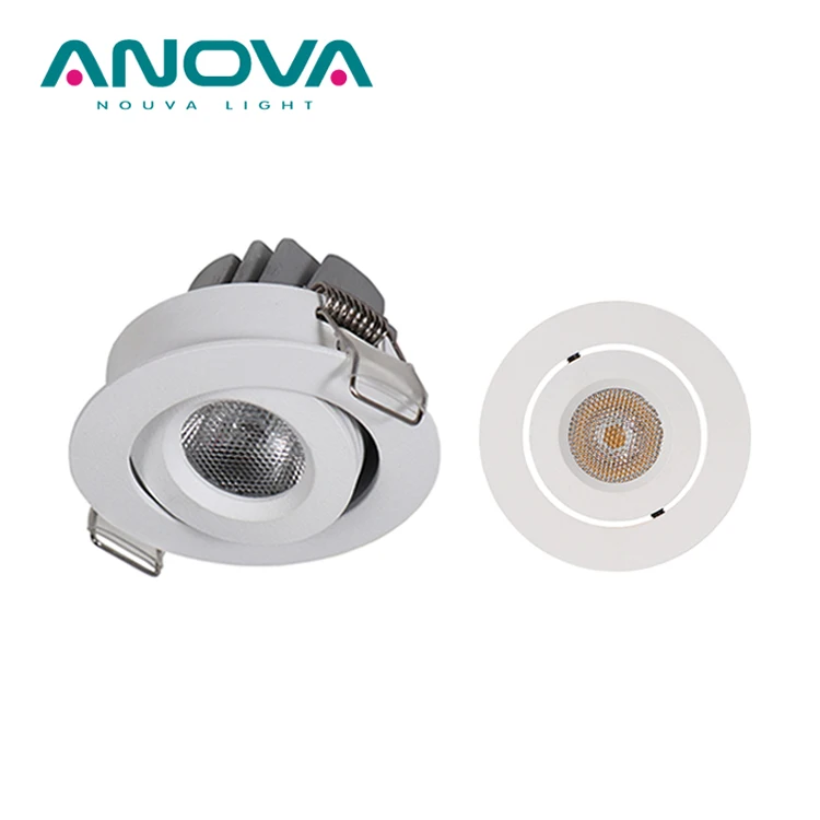 Heat dissipation cob led downlight 1 Watt 3000K LED Round Recessed Adjustable Downlight white gimbal