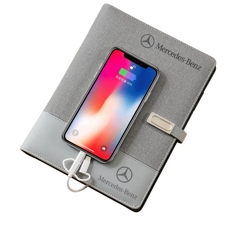 High Quality Custom Logo Wireless Charging Notebook Business Gift Set with 8000mAh Power Bank/ Pen /USB