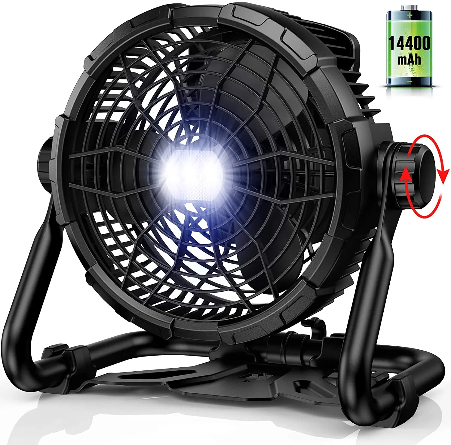 360Degree Mobile Adjustable Camping Fan For Tent Portable Rechargeable Camping Fan Light